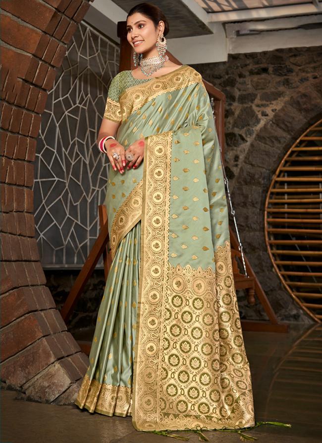 Satin Silk Teal Traditional Wear Weaving Saree